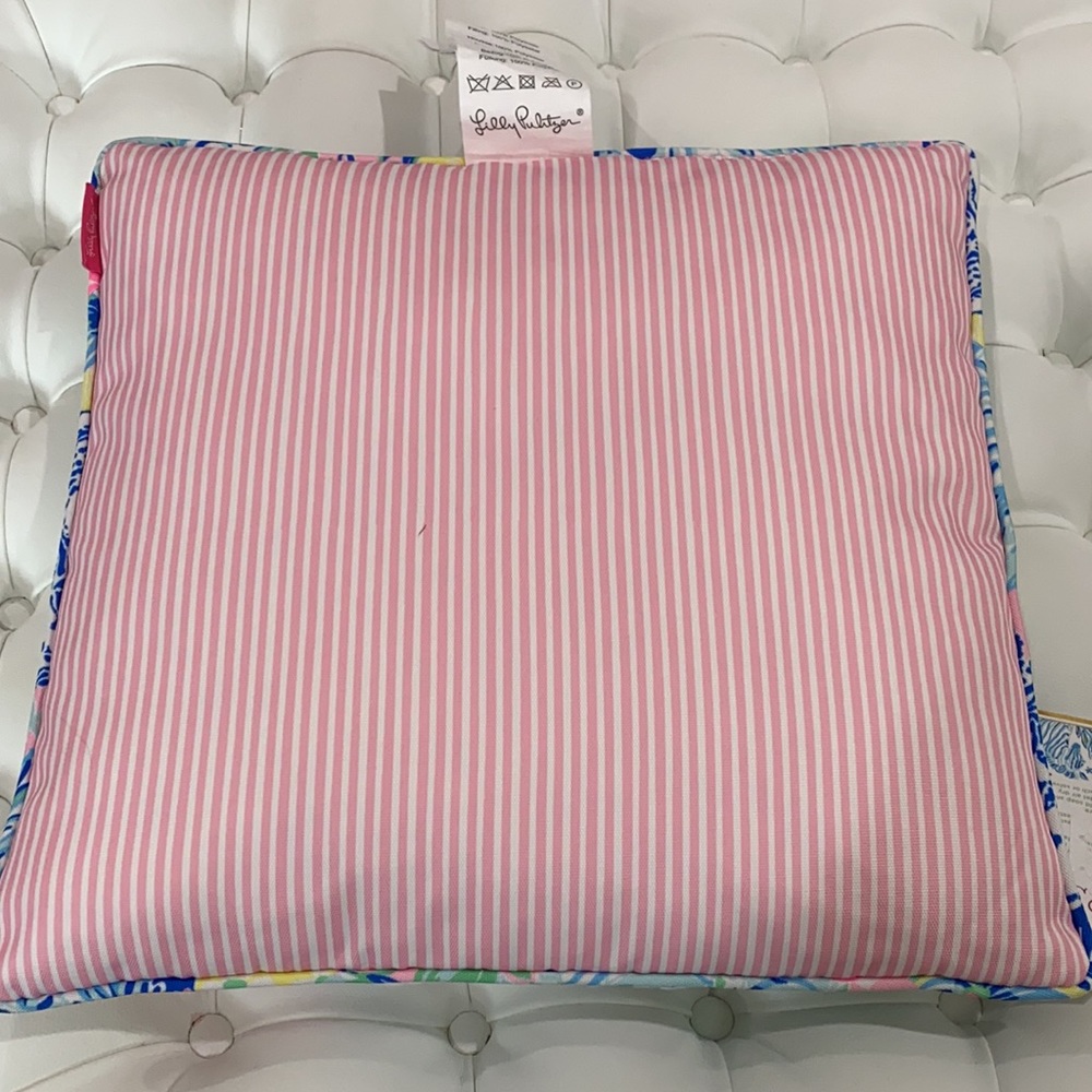 Lilly Pulitzer Pink Blue Cheek to Cheek Pillow - Picture 3 of 5